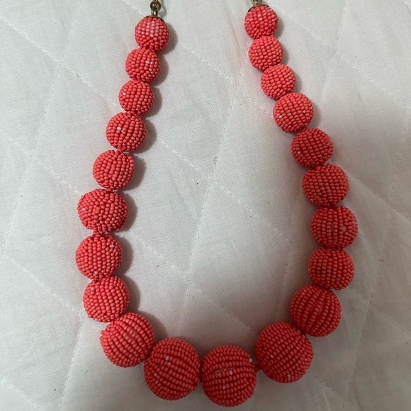 J Crew Signed Chunky Beaded Ball Acrylic Link Panel Statement Bib Necklace Boho - Picture 1 of 8